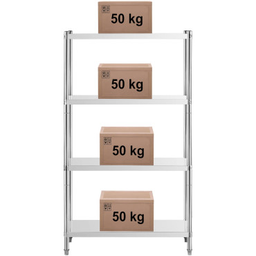 Stainless steel rack 4 shelves 90x60cm high 180cm
