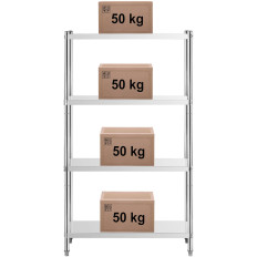 Roestvrijstalen rack 4 planken 90x60cm Hoge 180cm