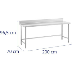 Table d'acier inoxydable de table de travail de table avec ranteur 200x70cm