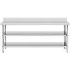 Table d'acier inoxydable de planche de table de table avec 2 étagères à 2 étagères 200x90cm