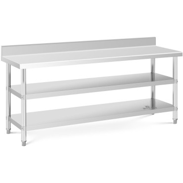 Mesa de acero inoxidable de la tabla de la mesa con estantes de la perrera 2 200x60cm