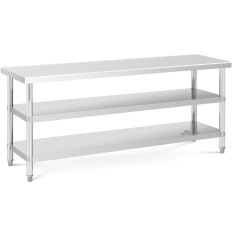 Tabela de aço inoxidável de aço 2 prateleiras 200x60cm