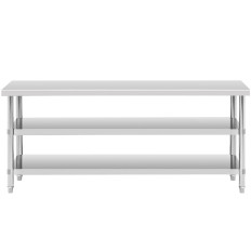 Tabela de aço inoxidável de aço 2 prateleiras 200x60cm
