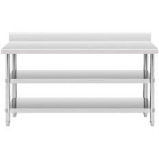 Πίνακας πάγκου τραπέζι από ανοξείδωτο χάλυβα με ράφια RANT 2 180x60cm