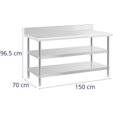 Mesa de mesa de acero de la mesa de la mesa con estantes de la perilla 2 150x70cm