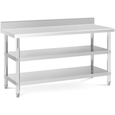 Bordsövning Rostfritt stålbord med RANT 2 hyllor 150x60cm