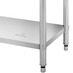 Table Worktop Stainless Steel Table with Rant 2 Shelves 150x60cm