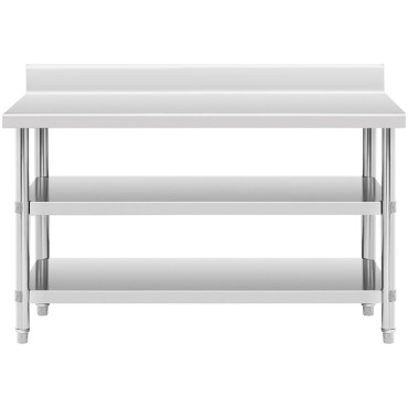 Table d'acier inoxydable de table de travail de table avec 2 étagères de rant-2 150x60cm