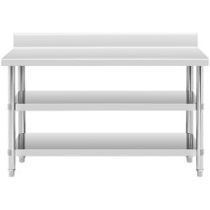 Tavolo da lavoro in acciaio inossidabile tavolo con rant 2 ripiani 150x60cm