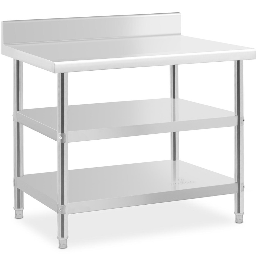 Tischtischtisch aus Edelstahl mit Rack 2 Regalen 100x70cm