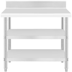 Tabela de aço inoxidável de aço inoxidável com prateleiras de Rack 2 100x70cm