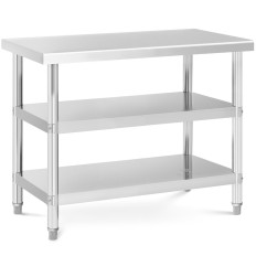 Tabelle Edelstahl-Arbeitsplatte 2 Regale 100x60cm