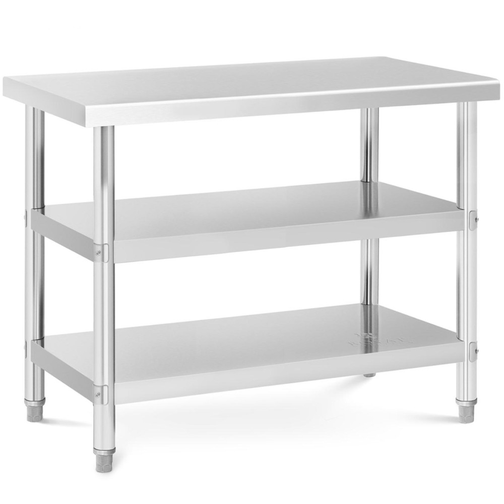 Tabelle Edelstahl-Arbeitsplatte 2 Regale 100x60cm