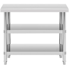 Tabela iz nerjavečega jekla WorkTop 2 Police 100x60cm