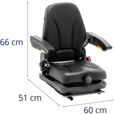 Sitz. Ein Stuhl mit Armlehnen und einem Streifen für den Traktor einstellbar. Ein 42x47 cm Sitz