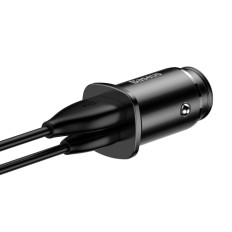 Carregador de carro inteligente com 2 portas USB e USB-C QC PD Black