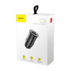 Carregador de carro inteligente com 2 portas USB e USB-C QC PD Black