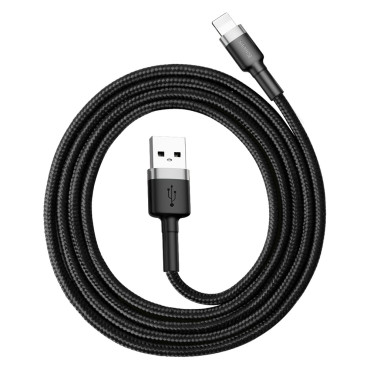 Spēcīgs kabelis iPhone USB iPlone - Zibens QC3.0 2.4A 1m melns un pelēks