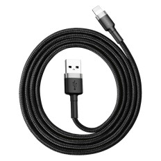 Spēcīgs kabelis iPhone USB iPlone - Zibens QC3.0 2.4A 1m melns un pelēks