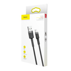 Spēcīgs kabelis iPhone USB iPlone - Zibens QC3.0 2.4A 1m melns un pelēks