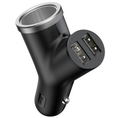 Y-type 2x USB nabíjačka + ľahší 3.4A Slot cigariet