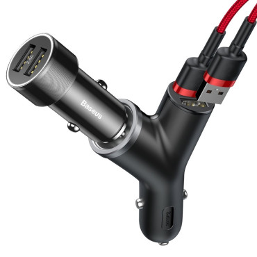 Y-type 2x USB nabíjačka + ľahší 3.4A Slot cigariet
