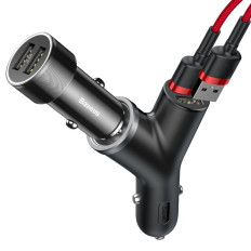 Y-type 2x USB nabíjačka + ľahší 3.4A Slot cigariet