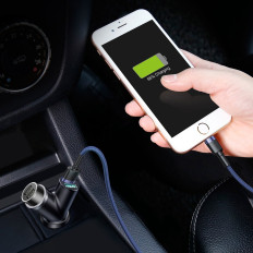 Y-type 2x USB auto lādētājs + vieglāks 3.4a cigarešu slots