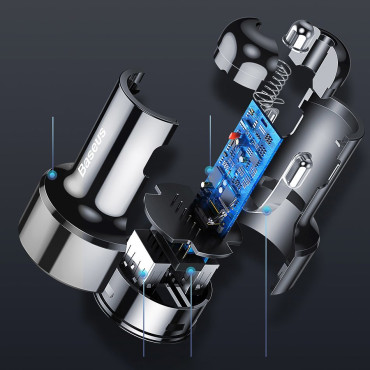 Autó töltő Magic Series PPS QC 4.0+ QC3.0 45W 6A fekete