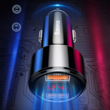 Bil lader 2x USB Magic Series Dual QC 3.0 45W 6A svart