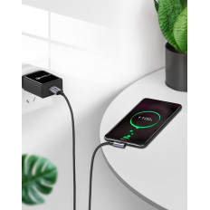 Sānu kabeļu kabeļu pusē USB spraudnis - USB-C 1M 3A pelēks