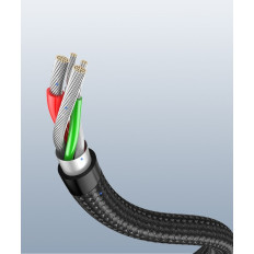 Bočni kabel kabel USB plug - USB-C 1m 3A siva