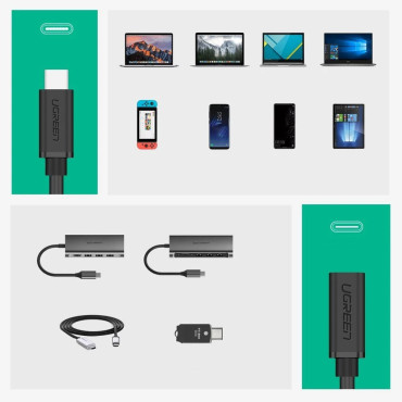 Extension cable for USB-C cable 3.1 0.5m black