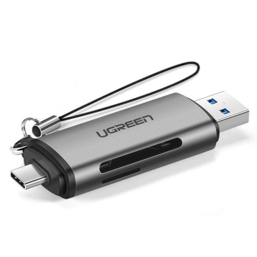 Leitor universal de cartão SD Micro SD no USB 3.0 e USB-C 3.0 Cinza