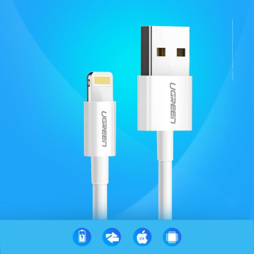 Cable wire for iphone USB - Lightning MFI 2M 2.4A white