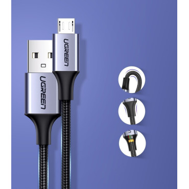 Kabel USB-kabel - Micro USB 2M Grå