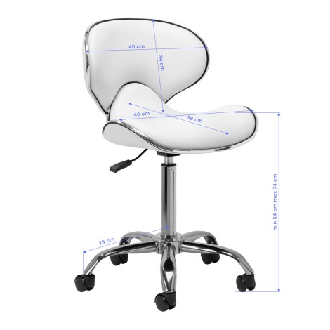Kozmetická stolička Gabbiano Q-4599 biela — bočný pohľad