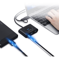 Distributör Hub USB-port upp till 4x USB 3.2 Kabel 0,5 m svart