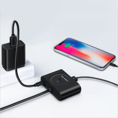 Distributör Hub USB-port upp till 4x USB 3.2 Kabel 0,5 m svart