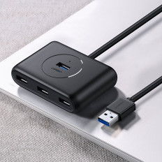 Distributör Hub USB-port upp till 4x USB 3.2 Kabel 0,5 m svart