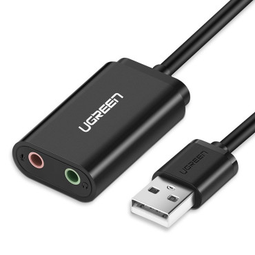 Εξωτερικός προσαρμογέας USB κάρτας ήχου - 3.5mm Μίνι Jack 15cm καλώδιο μαύρο
