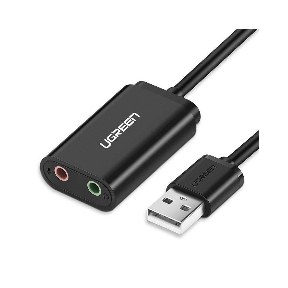 Externá zvuková karta USB adaptér - 3.5mm Mini Jack 15cm kábel čierny