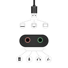 Külső hangkártya USB adapter - 3.5mm Mini Jack 15cm kábel fekete