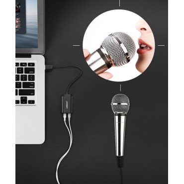 Adaptador USB da placa de som externo - 3.5mm Mini Jack 15cm Cable Black