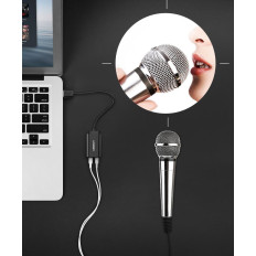 Externe geluidskaart USB-adapter - 3.5mm Mini Jack 15cm Kabel zwart