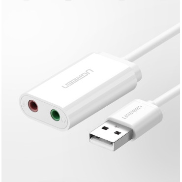 Adaptador USB da placa de som externo - 3.5mm Mini Jack 15cm Cable Black