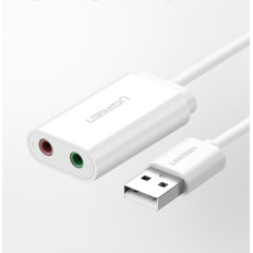 Adaptador USB da placa de som externo - 3.5mm Mini Jack 15cm Cable Black