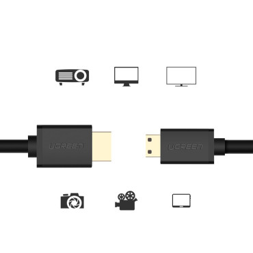 Kábel HDMI Adaptér - Mini HDMI 2.0V 4K 60HZ 30AWG 1.5m Čierna