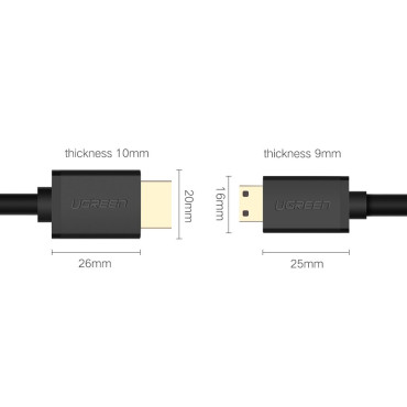 Kabel HDMI-adapterkabel - Mini HDMI 2.0V 4K 60Hz 30AWG 1.5m svart