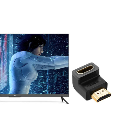 Kulmapistokeliitin HDMI-kaapelikaapelin mustaksi